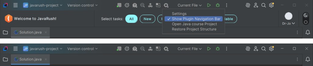 The checkbox for showing the plugin navigation bar in the settings
