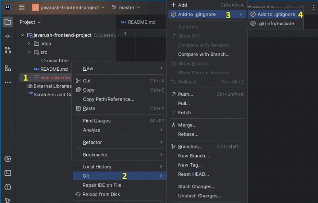 Sử dụng file. gitignore