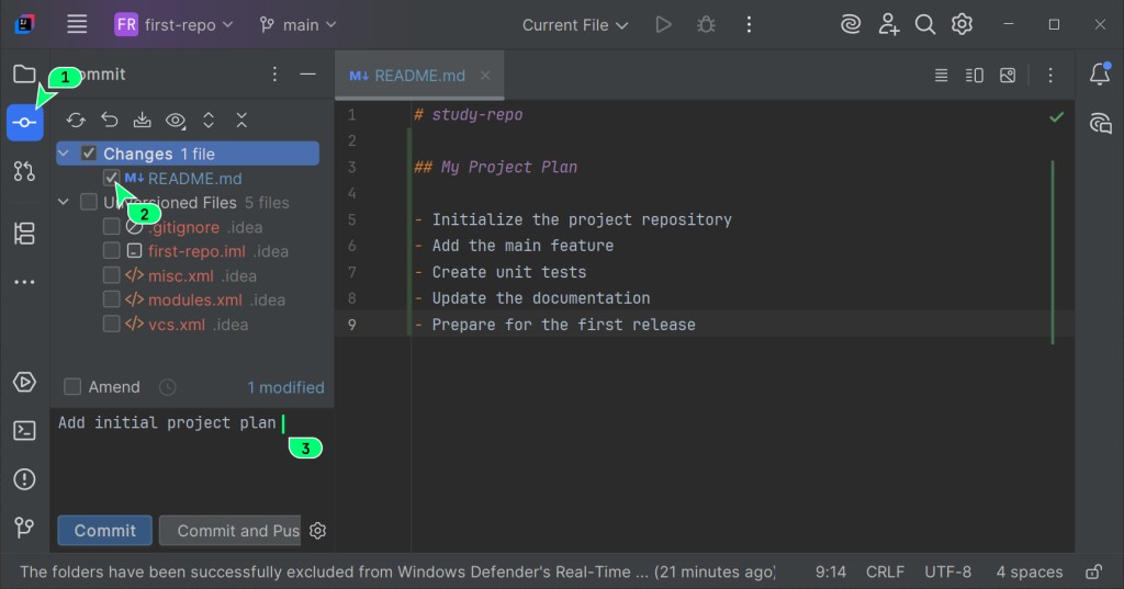 IntelliJ IDEA-da Commit pəncərəsi